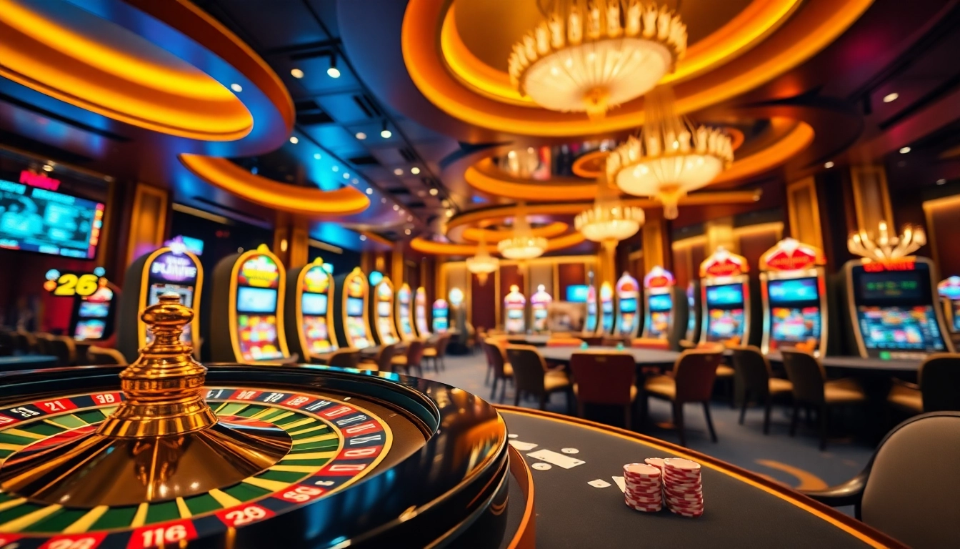 Visual representation of an exciting casino experience with vibrant lights and games at https://8k8.us.com/.
