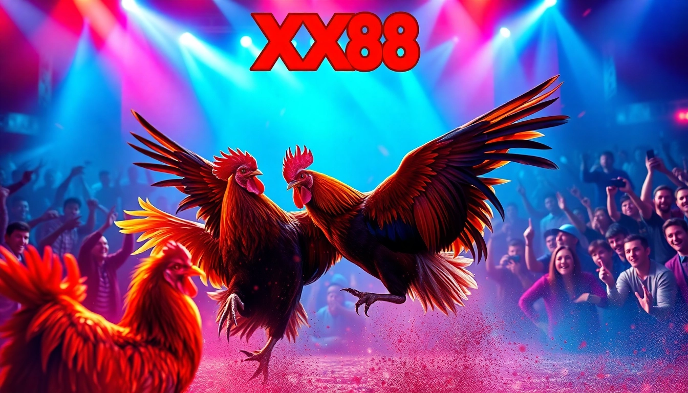 Exciting XX88 cockfighting scene highlighting action, passion, and community.