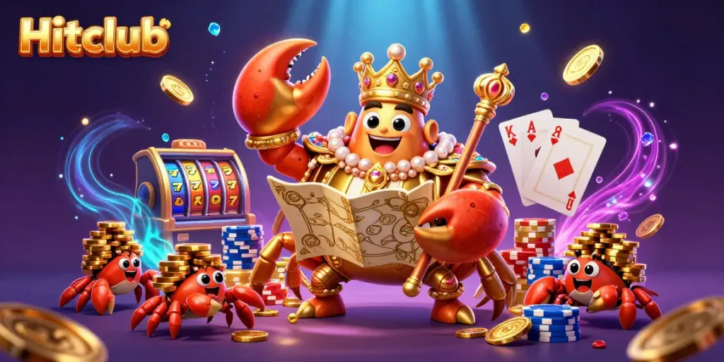Immerse in the thrilling Hitclub casino experience with golden treasures and vibrant gaming elements.