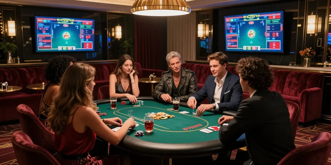 Suasana elegan LUXURY777 di ruang permainan mewah dengan pemain poker berbagi momen.