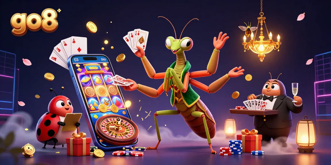 Experience thrilling wins at go8: a vibrant illustration showcasing a lively casino scene with action-packed elements.