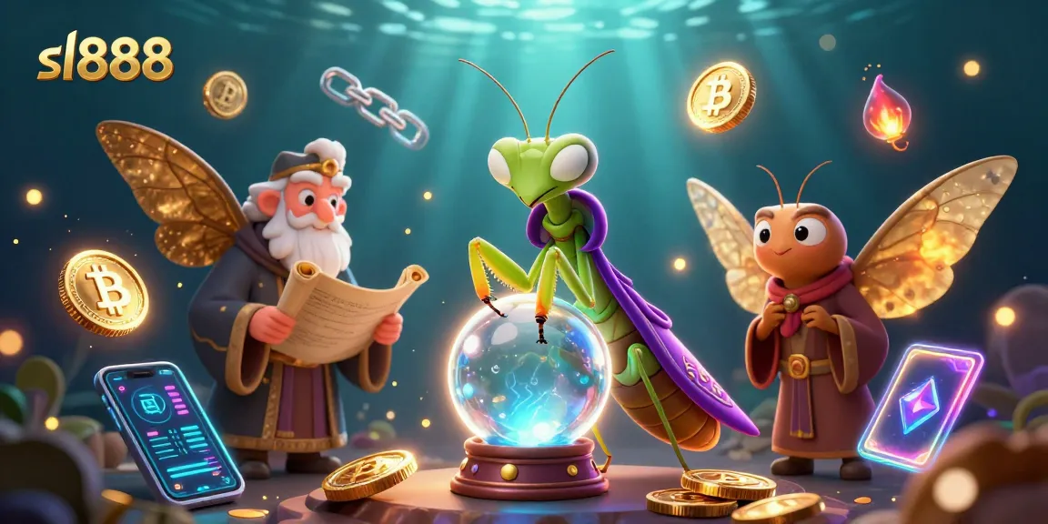 Experience exciting gaming adventures with sl888 through vibrant 3D illustrations of fortune tellers and cryptos.