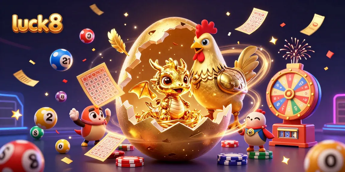 Bet on luck 8 with a golden dragon and vibrant gaming elements in this exciting casino illustration.