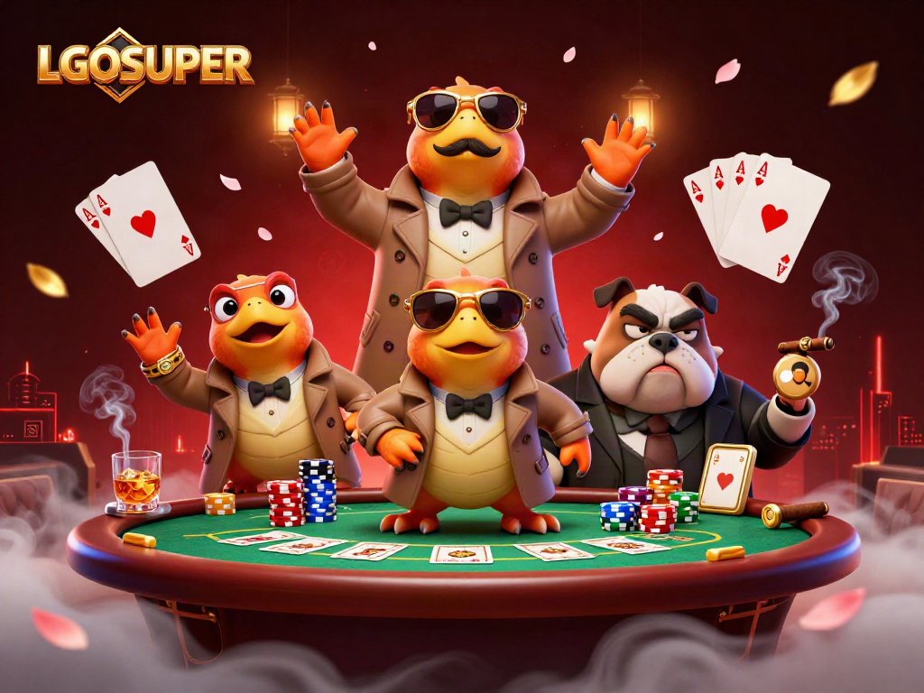 Experience the thrill with LGOSUPER’s playful raptors sneaking into a VIP casino lounge.