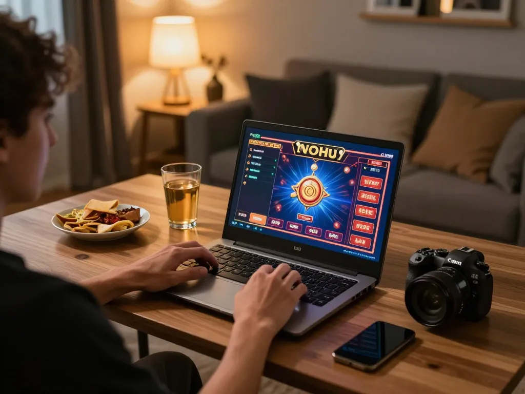 Nohu player enjoying an engaging online casino game on a modern laptop