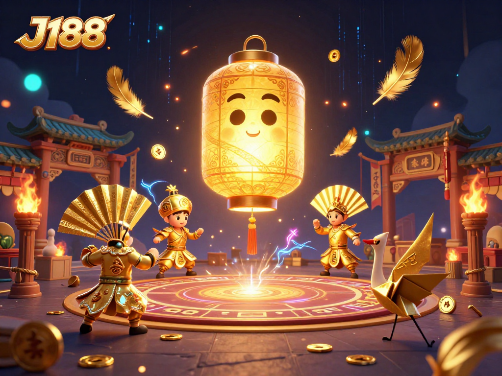 Witness J188’s animated fun with a glowing spirit and vibrant casino elements, creating a magical atmosphere.