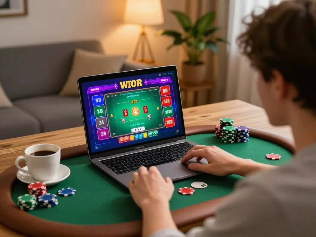 Engaging poker gameplay on mobile casino app, demonstrating OK9's online gaming experience.