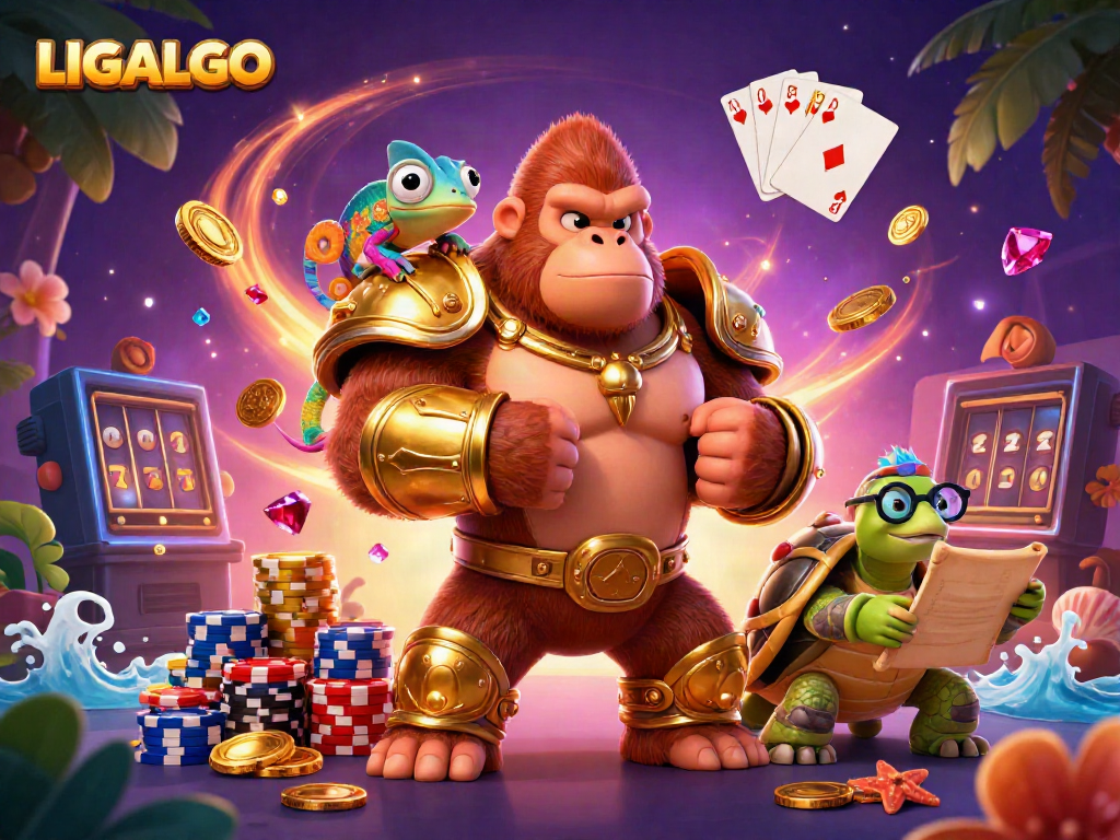 LIGALGO showcases an immersive gaming experience with exciting characters and casino elements.