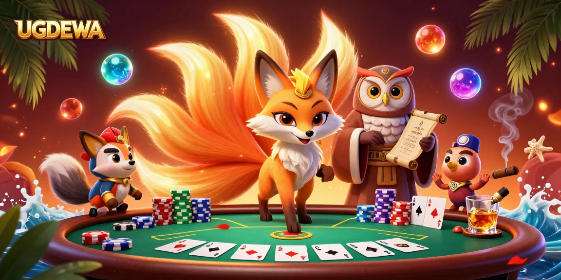 Experience thrilling gameplay with UGDEWA as the nine-tailed fox spirit illuminates the poker table.