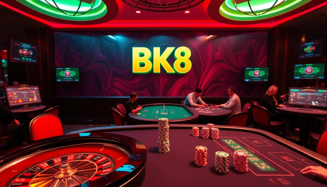 Experience the thrill of BK8 as players engage in exciting casino games with vibrant graphics.