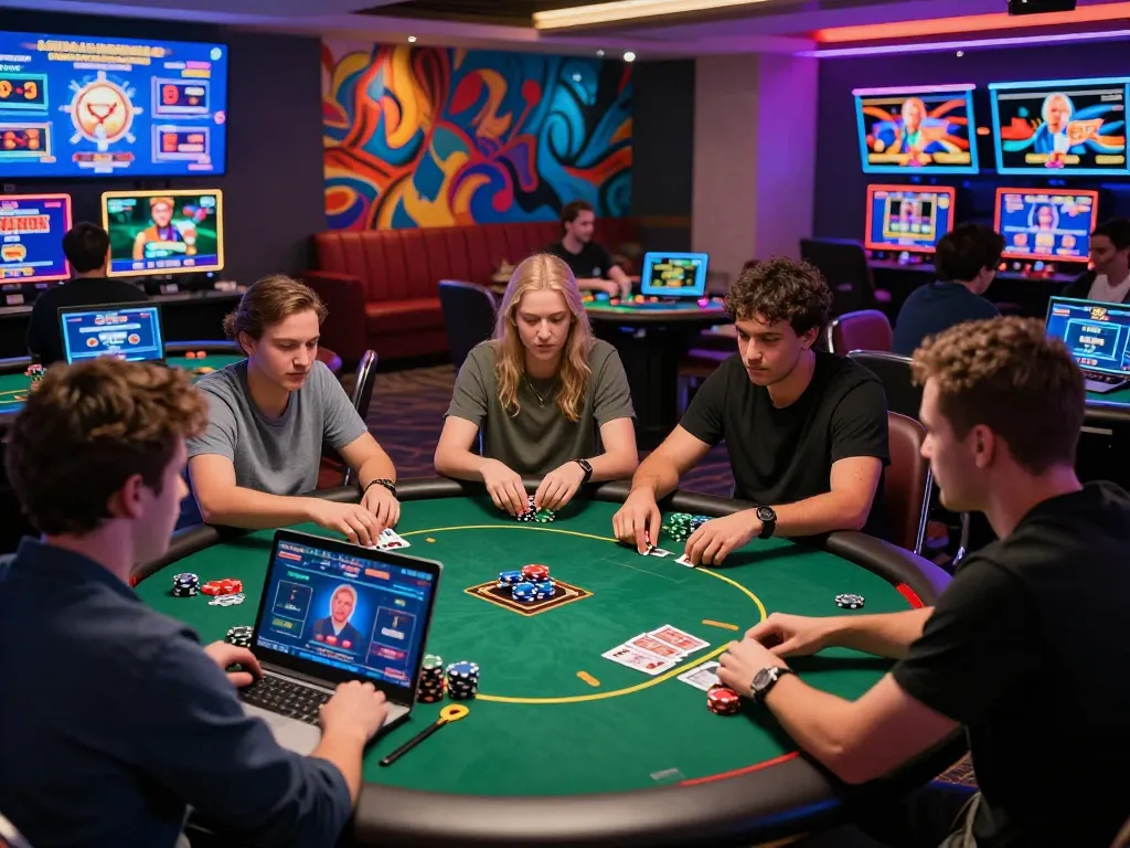 Exciting online poker scene at https://f168.today/ showing players and dynamic graphics.